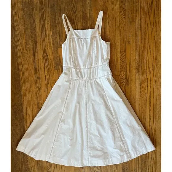 J. Crew White 100% Cotton Strappy Fit Flare Summer Midi Dress  Women's Size 4 - Picture 2 of 10